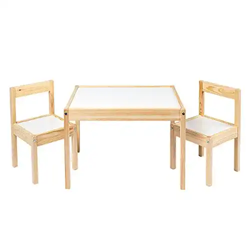 Kindersitzgruppe Ikea LATT-Kindertisch mit 2 Stühlen, weiß, Kiefer