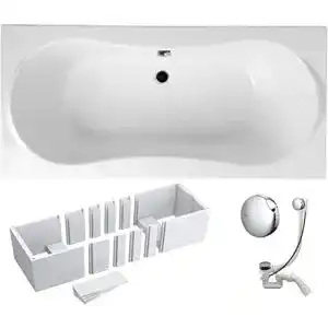 Acryl-Badewanne VBChome Badewanne 180×80 cm Acryl SET 3in1