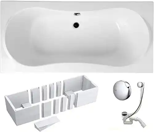 Acryl-Badewanne VBChome Badewanne 180×80 cm Acryl SET 3in1