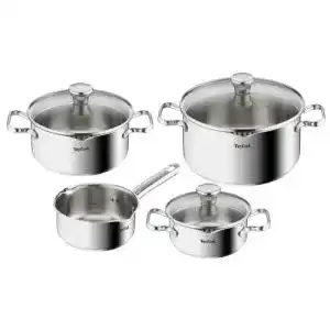 Tefal-Töpfe Tefal A705A8 Duetto Edelstahl Kochtopf-Set 7-Teilig