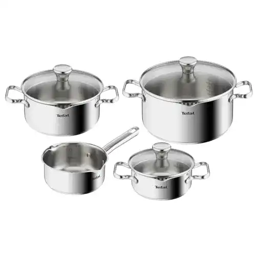 Tefal-Töpfe Tefal A705A8 Duetto Edelstahl Kochtopf-Set 7-Teilig