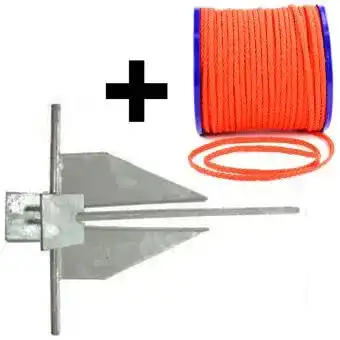 Plattenanker wellenshop Danforth 4 kg + Ankerleine 15 m Ø 8 mm