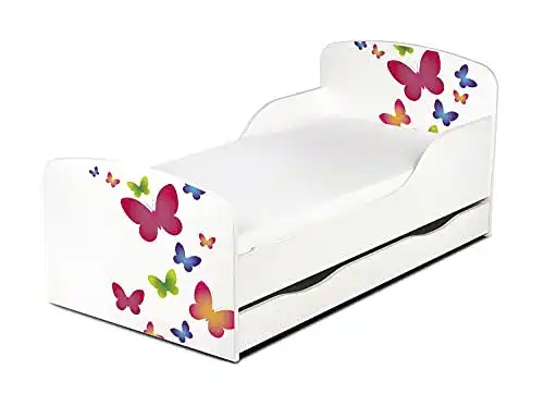 Kinderbett Leomark Einzelbett aus Holz, Schmetterlinge