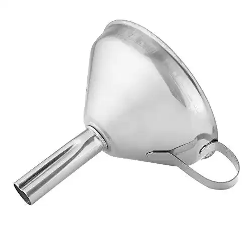 Trichter axentia aus Edelstahl, mit Henkel, 10 cm Durchmesser
