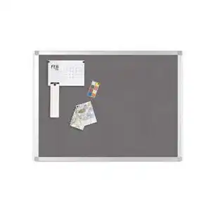Pinnwand BoardsPlus 60 x 45 cm Graue Filztafel Aluminiumrahmen
