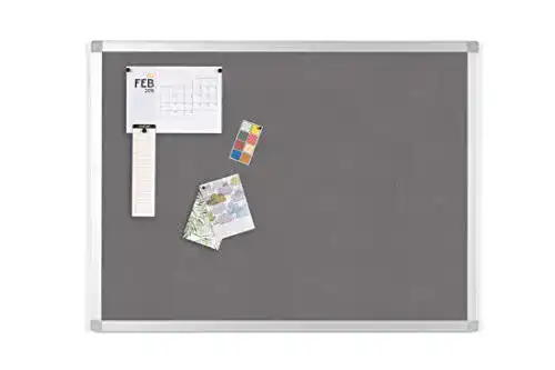 Pinnwand BoardsPlus 60 x 45 cm Graue Filztafel Aluminiumrahmen