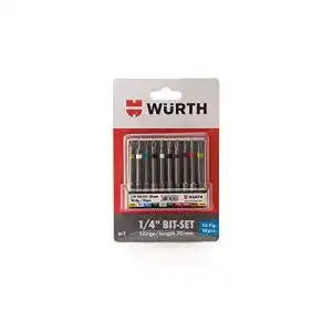 Lange Bits Würth Bit-Sortiment 1/4 Zoll mit Gürtelclip 10-teilig