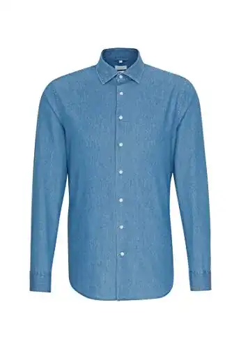 Jeanshemd Herren Seidensticker Slim Langarm mit Kent Kragen