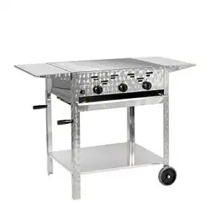 Gasbräter 3-flammig LAG fahrbar mit Grillrost und Abstellplatten
