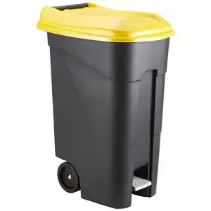 Gelbe Mülltonne Tayg 259297 Abfalleimer Räder + Pedal 80 Liter