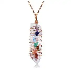 Bergkristall-Kette GEHECRST Damen 7 Chakren Wire Wrap