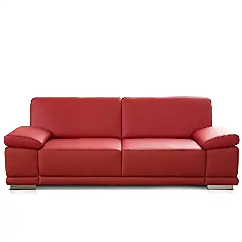 Rotes Sofa CAVADORE 2,5-Sitzer Sofa Corianne in Kunstleder
