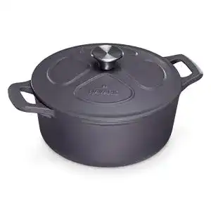 Gusseisen-Topf 24 cm Navaris Bratentopf Kochtopf 3,5l