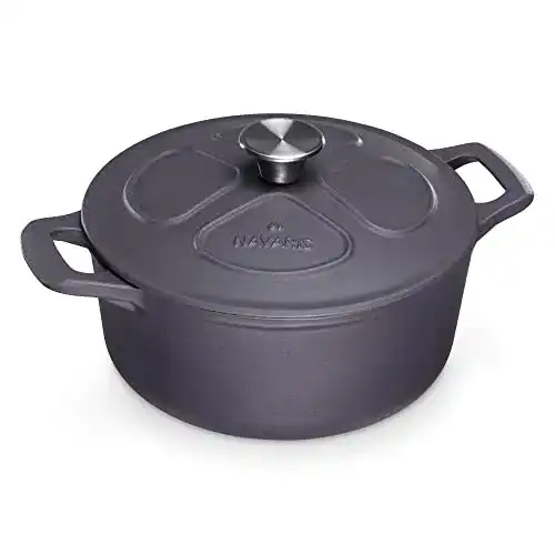 Gusseisen-Topf 24 cm Navaris Bratentopf Kochtopf 3,5l