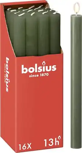 Bolsius-Kerzen bolsius Olivgrün 16 Stück Unparfümiert
