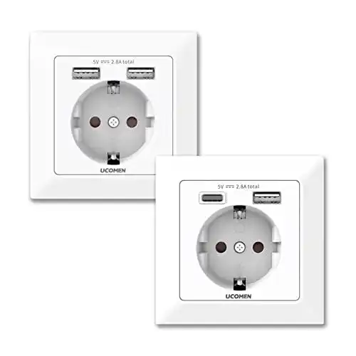 USB-Steckdose UCOMEN 2.8A USB Schuko Steckdosen, 250V
