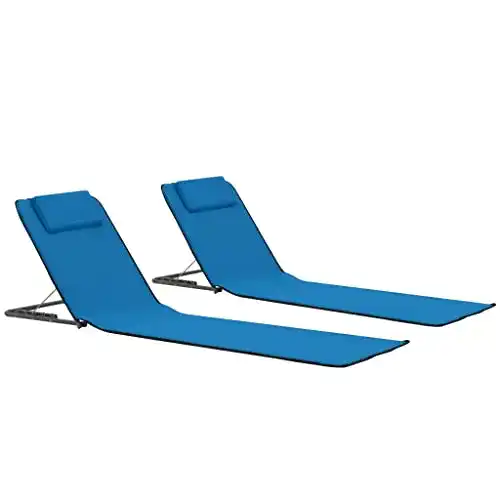 Bäderliege klappbar vidaXL 2X Strandmatte Klappbar Blau
