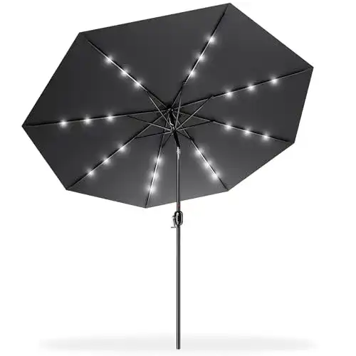 Sonnenschirm mit LED UISEBRT 300cm Sonnenschirm Alu Neigbar