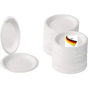 Zuckerrohr-Teller BIOQUQ Einwegteller 50Stück Ø 18cm rund