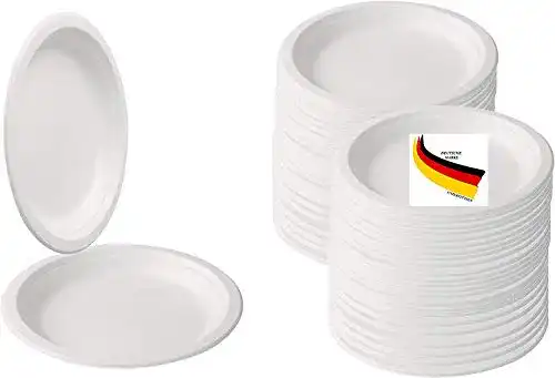 Zuckerrohr-Teller BIOQUQ Einwegteller 50Stück Ø 18cm rund