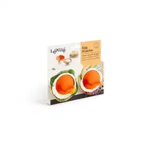 Eier-Pochierer Lékué, Edelstahl, orange, 9,3 x 11 x 7,5 cm, 2 Stück