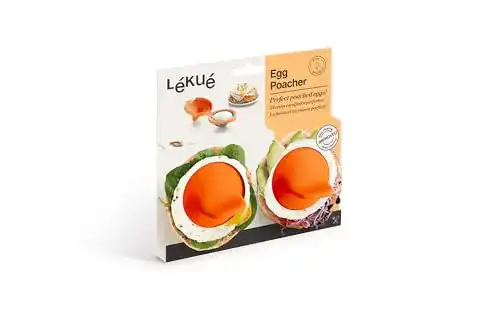 Eier-Pochierer Lékué, Edelstahl, orange, 9,3 x 11 x 7,5 cm, 2 Stück