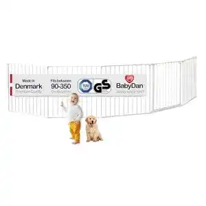 Kaminschutzgitter Baby Dan /Raumteiler Flex XXL 90 – 350 cm, weiß