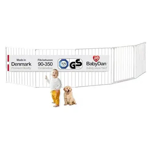 Kaminschutzgitter Baby Dan /Raumteiler Flex XXL 90 – 350 cm, weiß