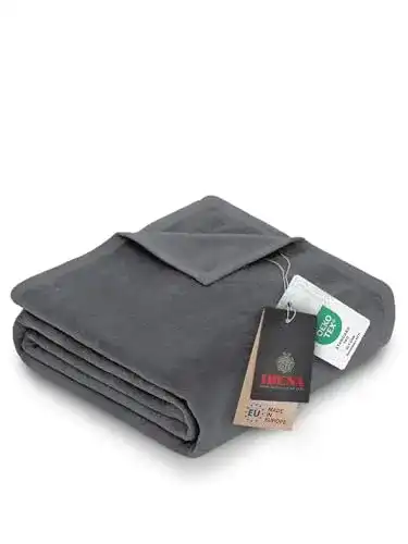 Wolldecke Ibena Porto Kuscheldecke 150×200 cm dunkelgrau