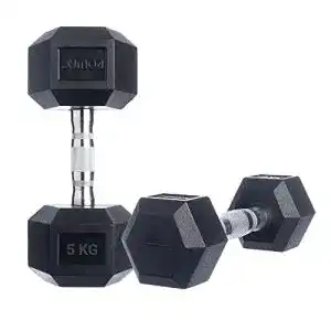 Hanteln (5 kg) POWRX Hexagon Kurzhanteln 2er Set gummiert