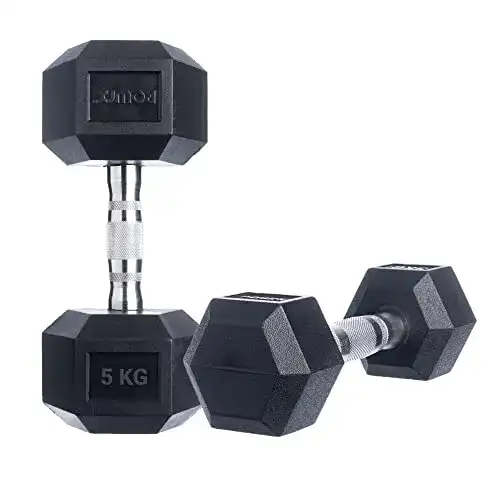 Hanteln (5 kg) POWRX Hexagon Kurzhanteln 2er Set gummiert