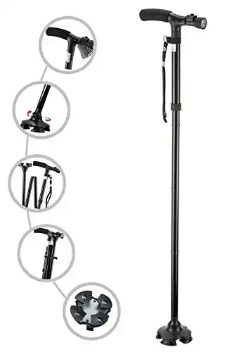 Gehhilfen RUNZI Gehstock faltbar, mit LED-Licht
