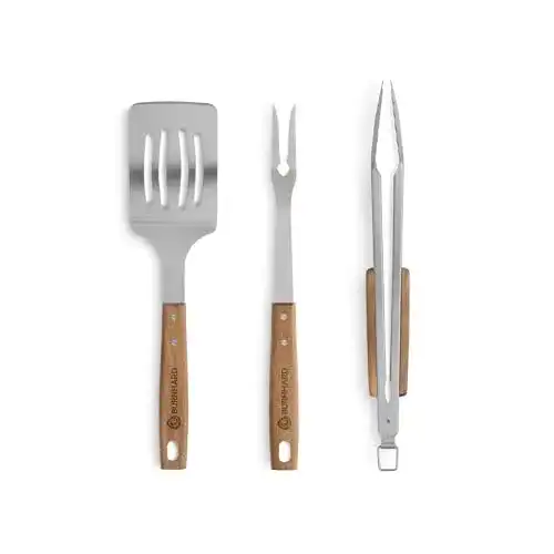 Grillbesteck BURNHARD -Set 3-TLG. 45 cm, Akazienholz Edelstahl