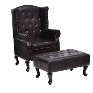 Antik-Sessel vidaXL Chesterfield Sessel Hocker Ohrensessel Leder