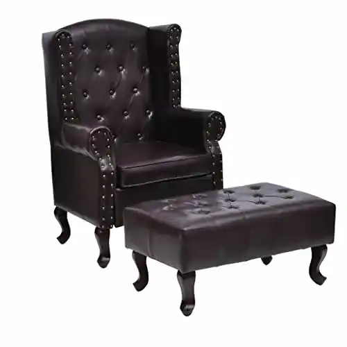 Antik-Sessel vidaXL Chesterfield Sessel Hocker Ohrensessel Leder
