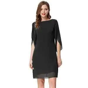 Abendkleid kurz GRACE KARIN Damen Chiffon Sommer Kleid Langarm Loose