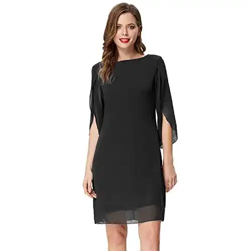 Abendkleid kurz GRACE KARIN Damen Chiffon Sommer Kleid Langarm Loose