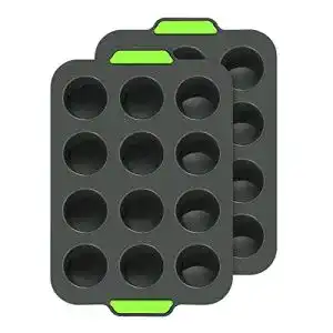 Muffinform Silikon Aukiita Muffinblech aus für 12 Muffins, 2er Pack