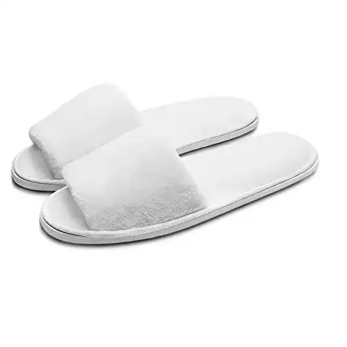 Hotelslipper AhfuLife 5 Paar weiß offen, Frottee Slipper