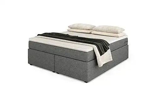 Boxspringbett 140×200 Betten Jumbo Headless King, Hellgrau