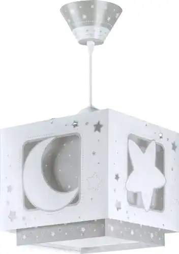 Kinderlampen Dalber Fluoreszierend, Mond und Stern, Grau