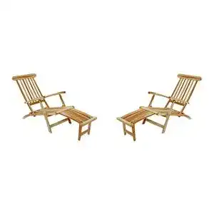 Deckchair Teak SAM 2er Set Gartenliege Puccon, verstellbar