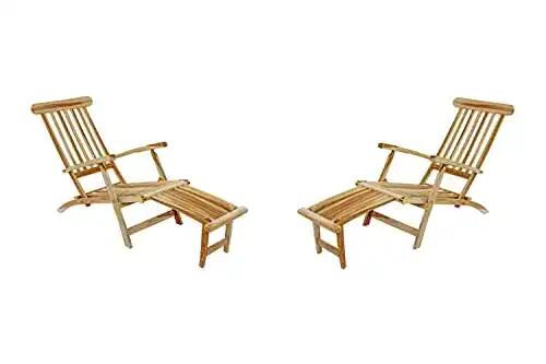 Deckchair Teak SAM 2er Set Gartenliege Puccon, verstellbar
