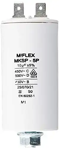 Anlaufkondensator MIFLEX 10µF 450V 35x65mm Stecker M8