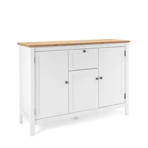 Kommode Vintage Newfurn, Weiß Wildeiche, 120x90x40 cm
