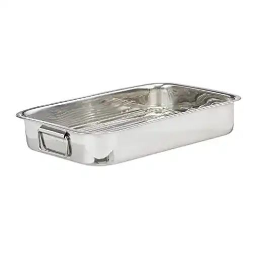 Edelstahl-Bräter Relaxdays, Bräter mit Rost XL, Edelstahl