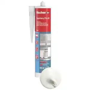 Silikonspray Fischer Sanitärsilikon DSSA W, Silikon, 310 ml, weiß