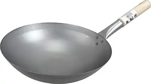 Wok Carbonstahl JADE TEMPLE mit rundem Boden 33 cm