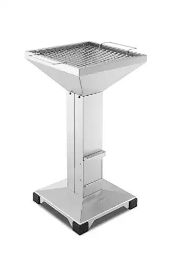 Säulengrill Edelstahl THÜROS T2 Plattenfuß Edelstahl Holzkohle