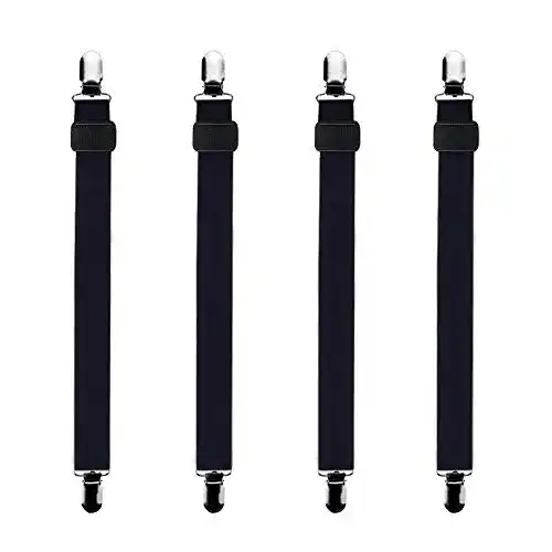Bettlakenspanner Bedecor verstellbar, 4 Stück, Schwarz, elastisch
